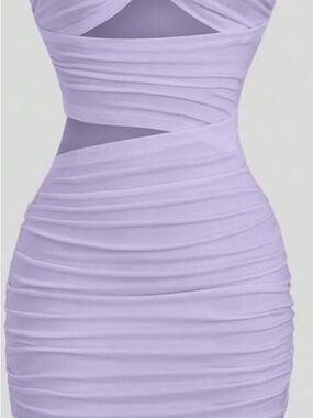 SHEIN Lilac Ruched Cutout Bodycon Mini Dress